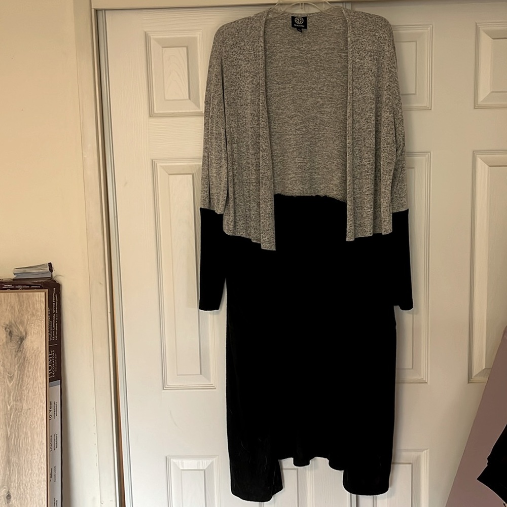 Black and gray long cardigan